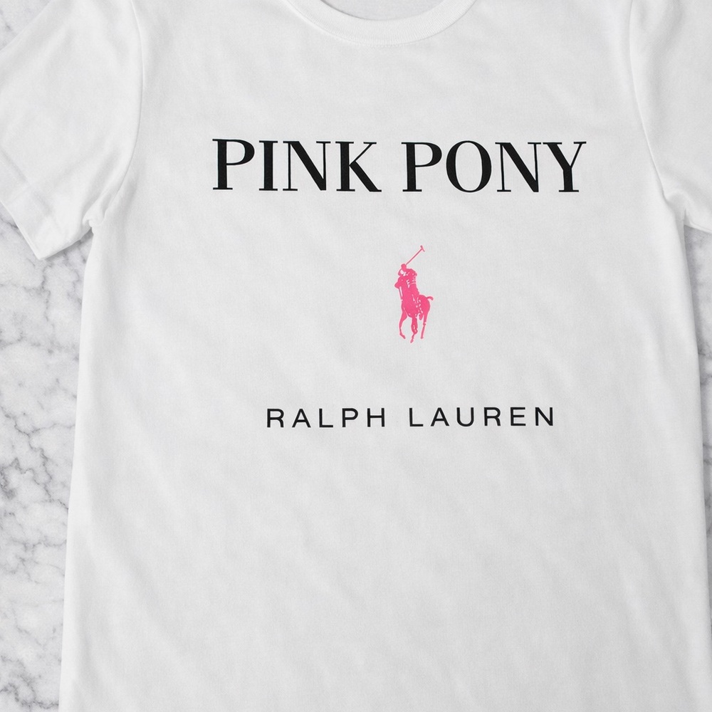 Ralph Lauren  "Pink Pony" White Graphic Tee